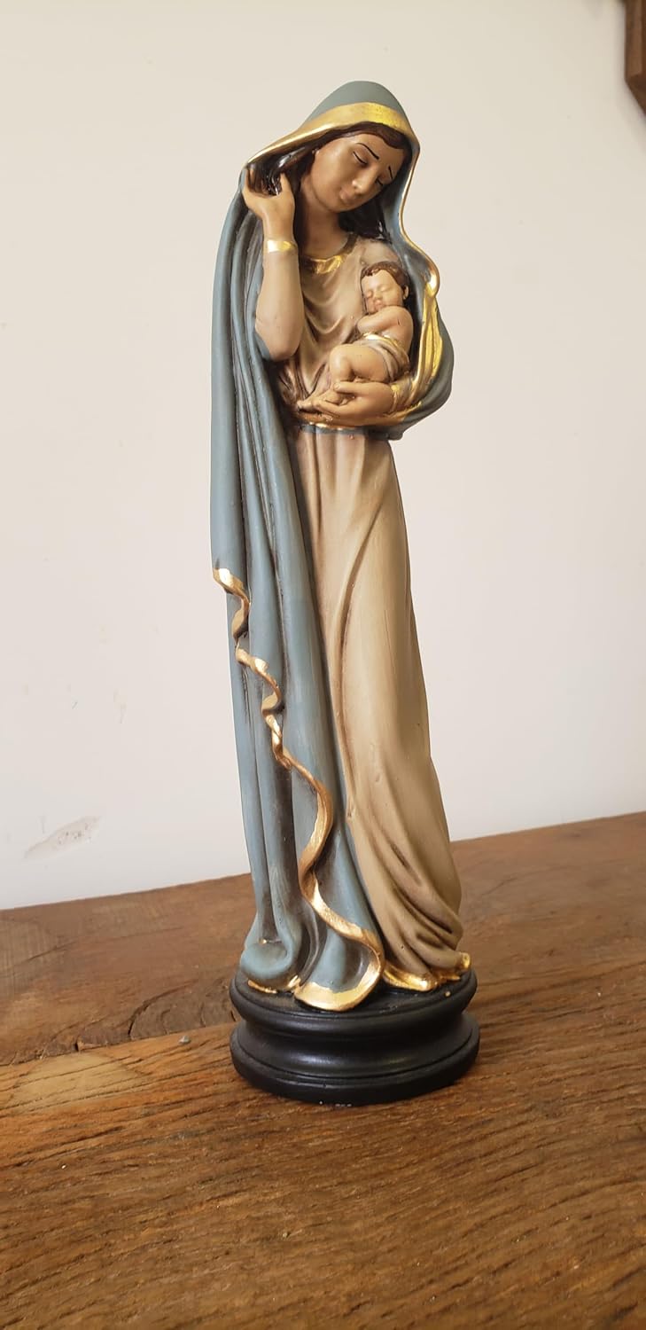 Imagem Nossa Senhora Colo de Mãe, Gesso Premium, 32 x 11 cm, Artesanal - Imagem 3