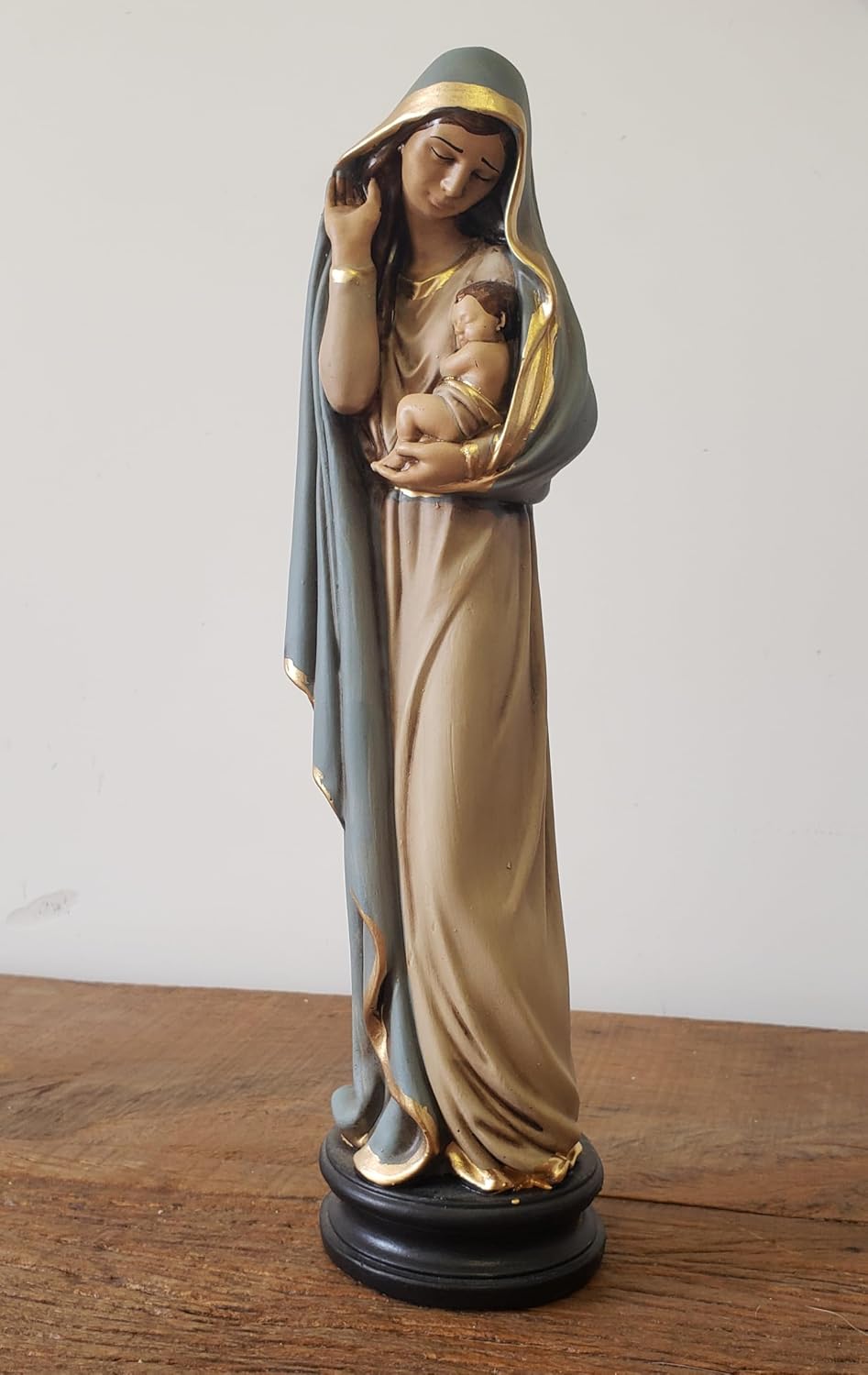Imagem Nossa Senhora Colo de Mãe, Gesso Premium, 32 x 11 cm, Artesanal - Imagem 4