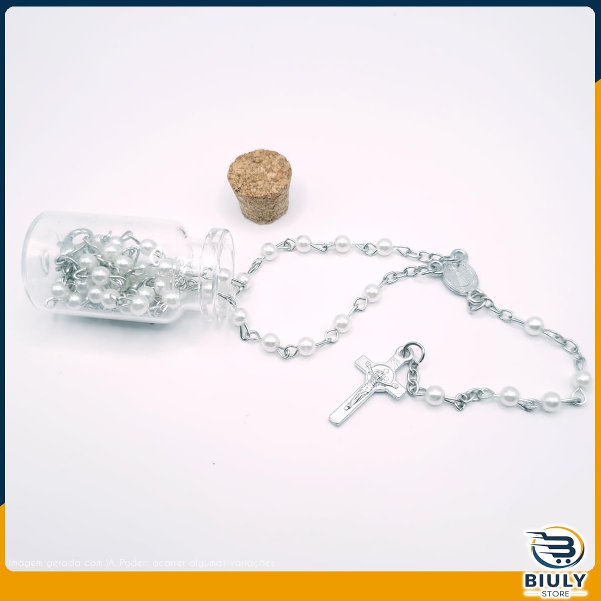 Terço Nossa Senhora Aparecida Pérolas Prateado em Aço Inox – Rosario com Medalha e Crucifixo Dupla Face – Corrente em Inox com Garrafinha para Guardar 6 Terço Nossa Senhora Aparecida Pérolas Prateado em Aço Inox – Rosario com Medalha e Crucifixo Dupla Face – Corrente em Inox com Garrafinha para Guardar - Imagem 6