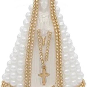 Imagem Nossa Senhora Aparecida Branca Pérola 15 cm Em Gesso Decoração Religiosa